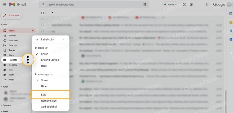 How to nest a current label in Gmail