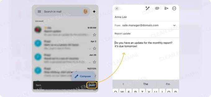 How to unsend an email in Gmail on mobile
