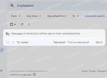 Open the Scheduled folder to review, edit, or cancel scheduled emails