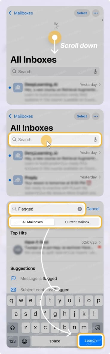 How to search in the Mail app