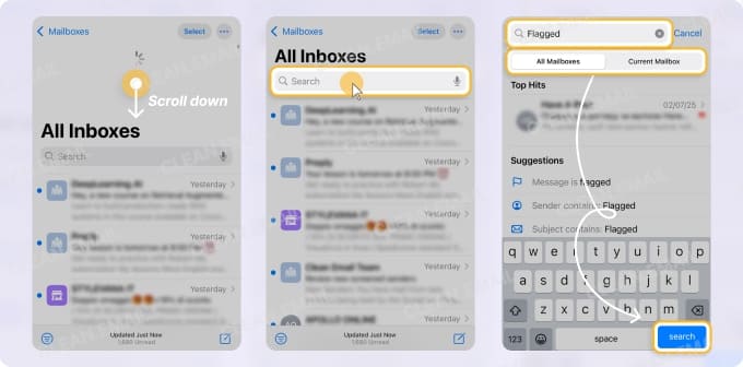 How to search in the Mail app