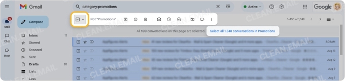 Select all emails matching a search in Gmail