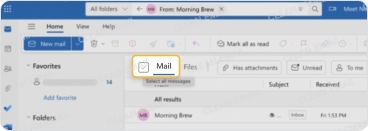 View all emails from a sender and select all results