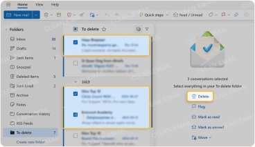 Select multiple emails in Outlook web app