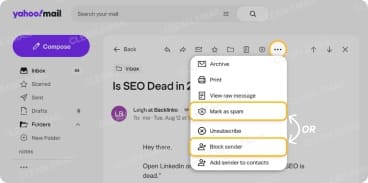 Manually stop and block spam on the web