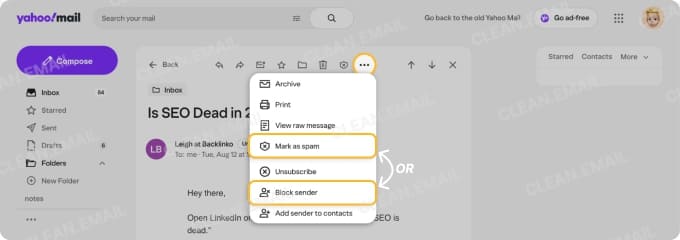 Manually stop and block spam on the web