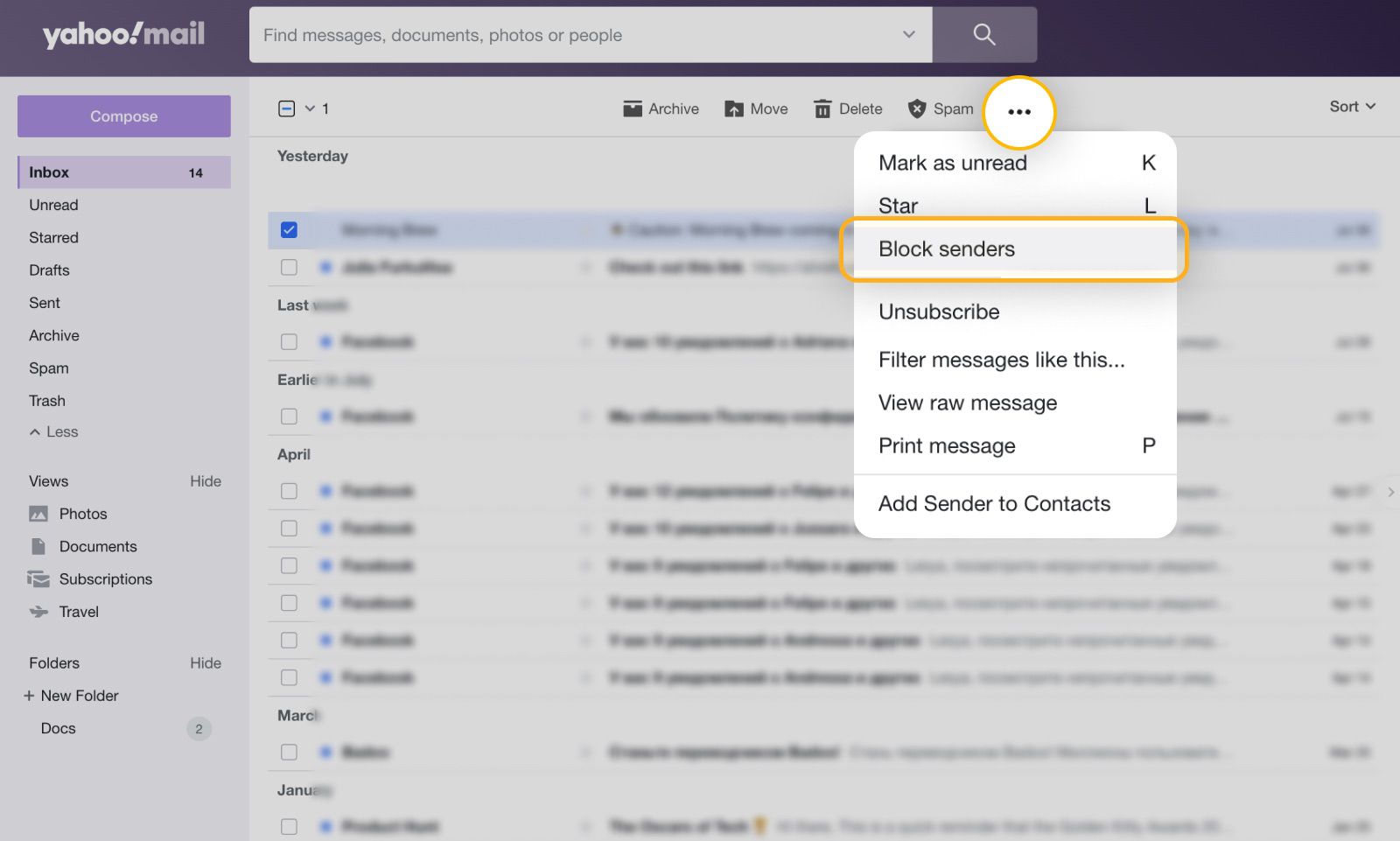 how to stop getting spam emails in yahoo