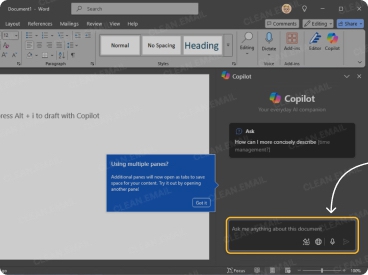 Select Draft with Copilot and enter a prompt