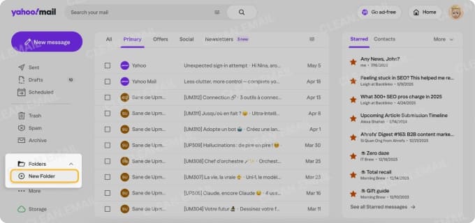 Create a new folder in Yahoo Mail on the web