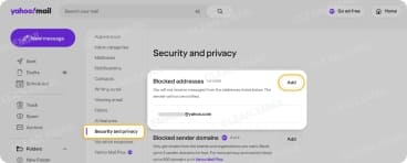 Block senders on Yahoo Mail