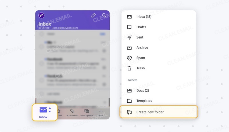 How to create a new folder in the Yahoo mobile app