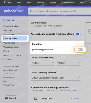 Click Writing Email and scroll down to the section titled Signature