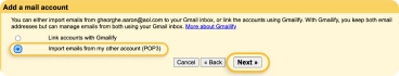 Select Import emails from my other tài khoản (POP3) and click Next