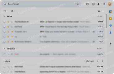 Gmail Multiple Inbox view with separate sections for specific emails