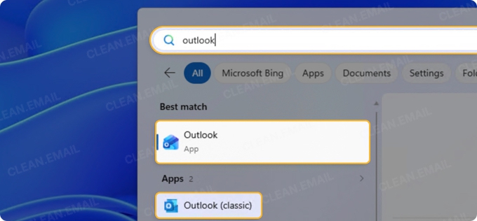 Check the Start menu icon to see if Outlook is Classic or New