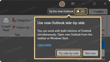 Check the top-right toggle to see if you’re using Classic or New Outlook
