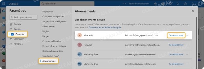 Se désabonner des listes de diffusion