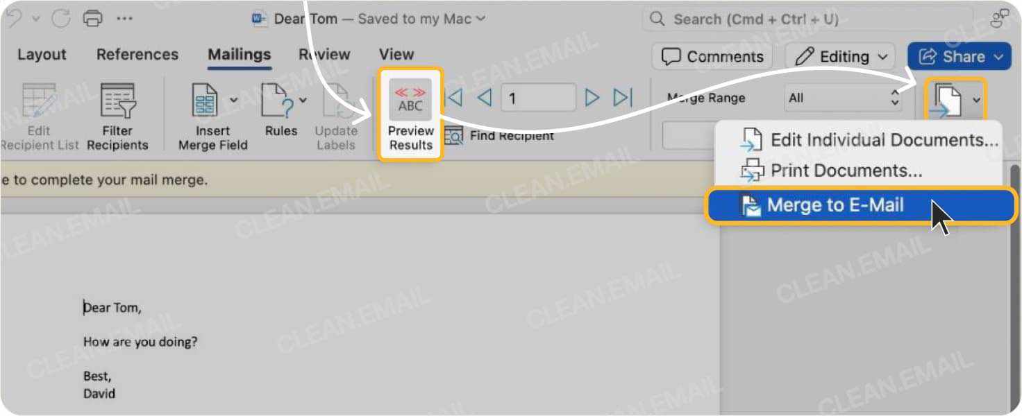 can you create a mail merge email in outlook