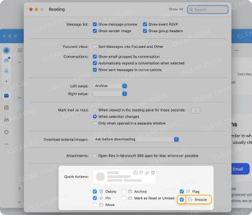 In the Quick Actions section below, check the box next to Snooze
