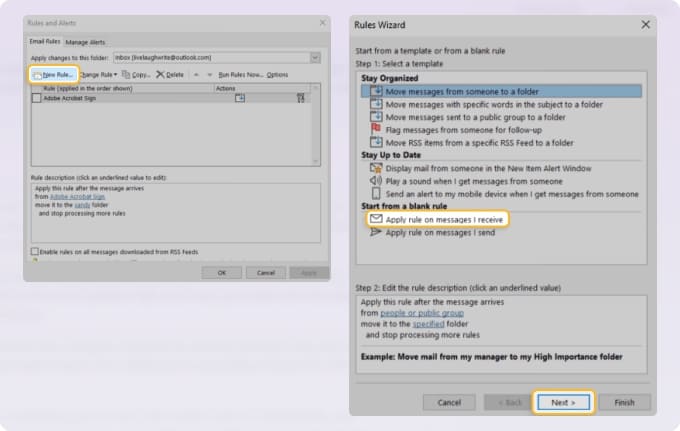 Create separate rules for each account