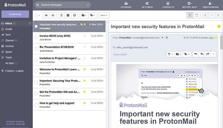 Provisador de correo electrónico privado gratuito de Protonmail