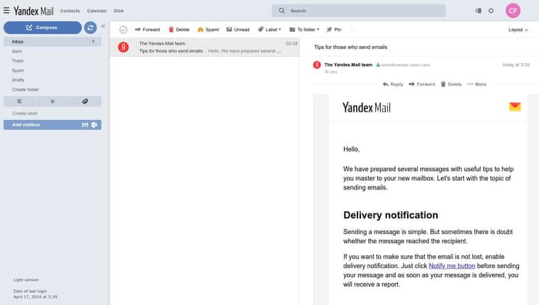 Proveedor de correo electrónico privado gratuito de Yandex en 2023
