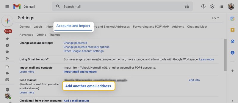 Click Add another email address