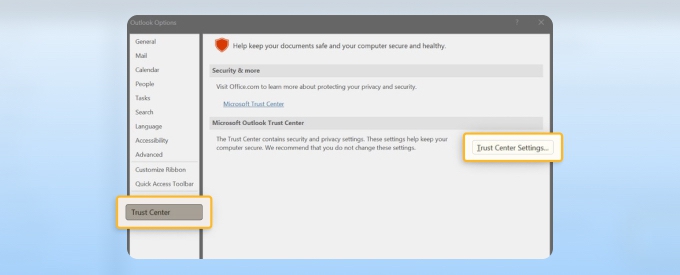 Outlook S/MIME settings for selecting an email certificate