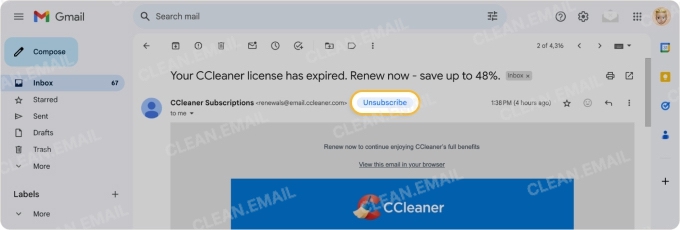 Unsubscribe from mailing lists to stop future newsletters and marketing emails