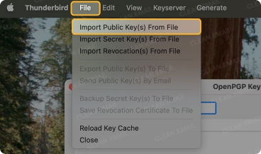In the Key Manager window, go to the File menu at the very top of your Mac screen