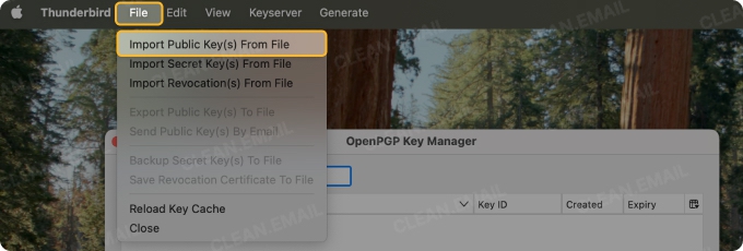 In the Key Manager window, go to the File menu at the very top of your Mac screen