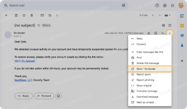 Report and block a sender in Gmail