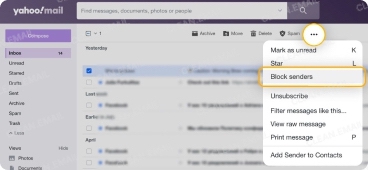 Block emails directly from the inbox without opening