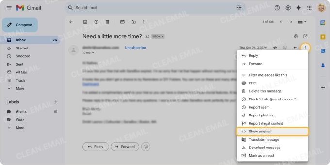 How to check for email spoofing in Gmail