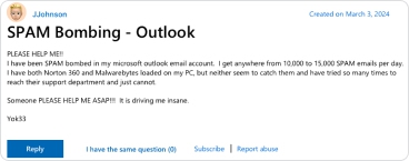 Email bombing attack flooding inbox with subscription messages