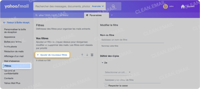 Sélectionnez Filtres, puis cliquez sur Ajouter un nouveau filtre