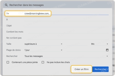 Cliquez sur Créer un filtre pour valider