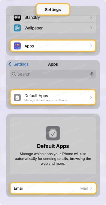 iOS Settings App Mail Options