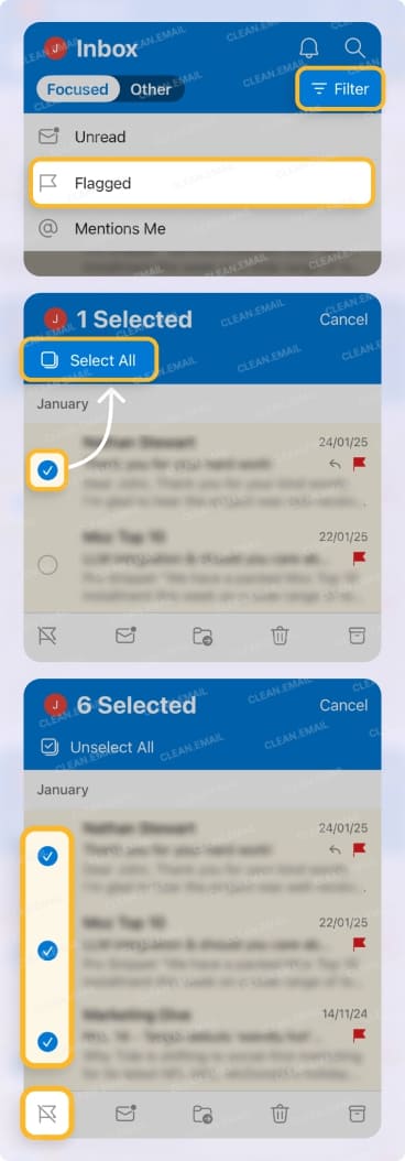 How to Unflag Multiple Emails on iPhone in Outlook