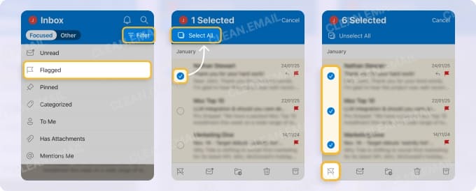 How to Unflag Multiple Emails on iPhone in Other Apps