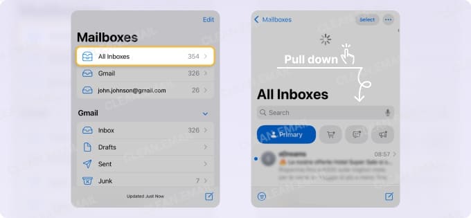 Manually refresh email