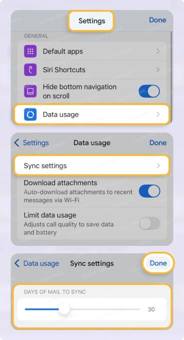Gmail App Sync Settings