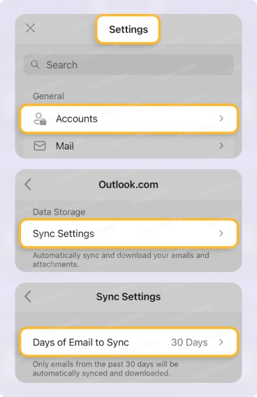 Outlook App Sync Settings