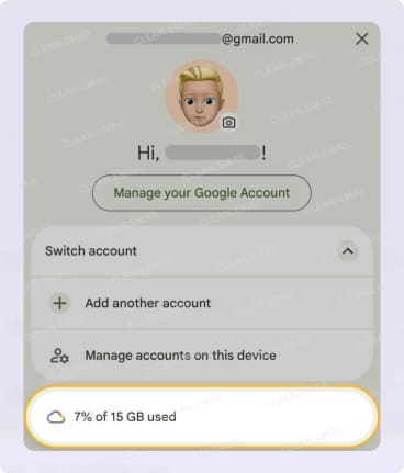 Check Gmail storage on mobile