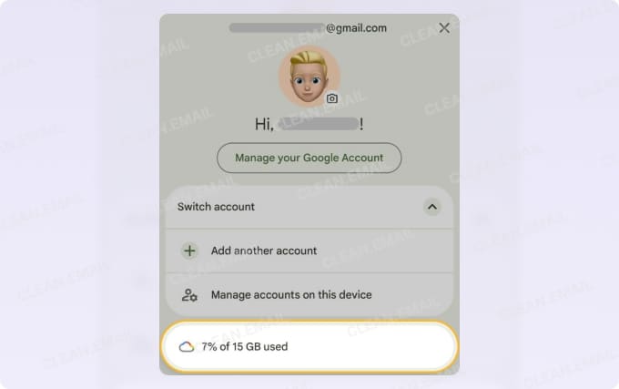 Check Gmail storage on mobile