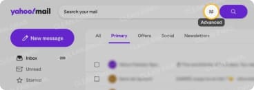 Log in to Yahoo Mail and open Advanced Search