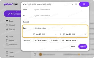 Enter search details, set a date, and click Search