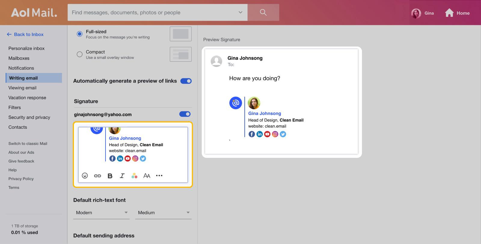 How to Create and Add a Signature in AOL Clean Email