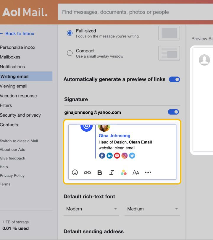 How to Create and Add a Signature in AOL Clean Email