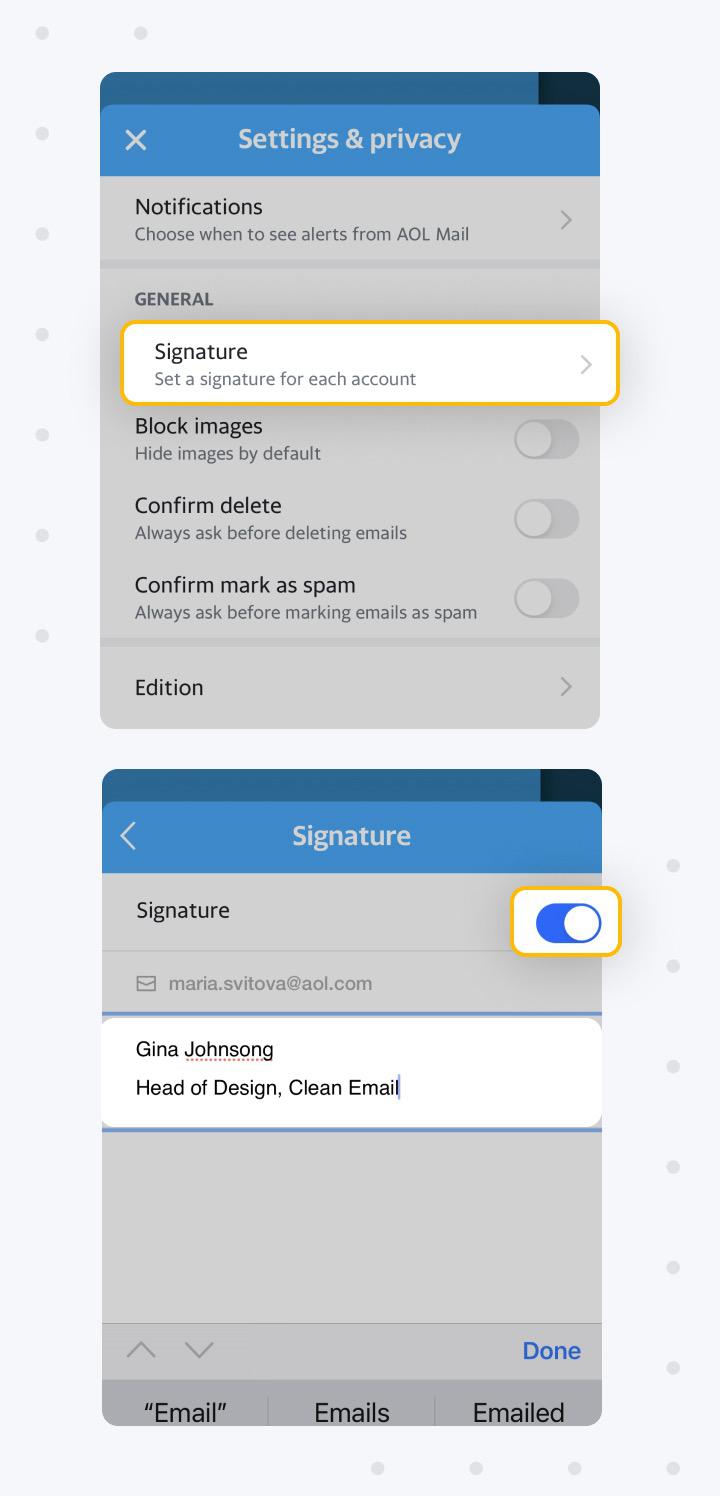 how to create an email signature in aol mail